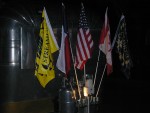 Flags at night with lighting