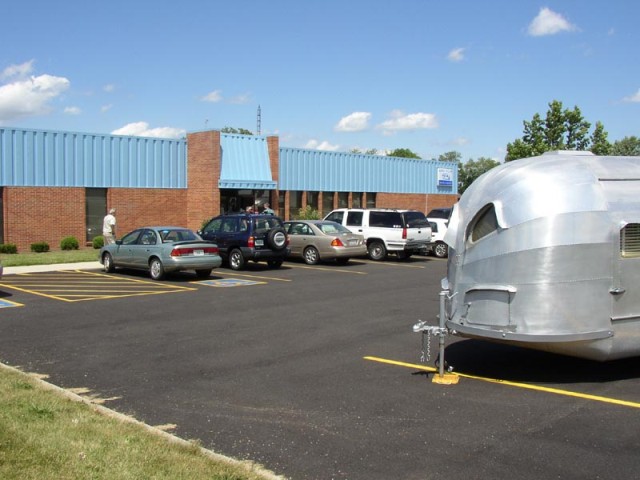 Airstream Factory - Vintage Airstreams out front